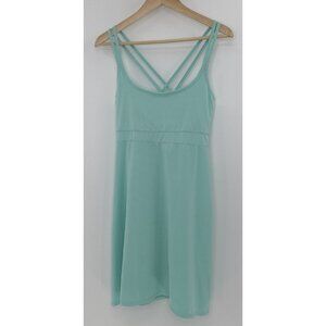 Soybu Active Turquoise Striped Dress Sz L Built In Bra Preppy‎ Boho See Photos